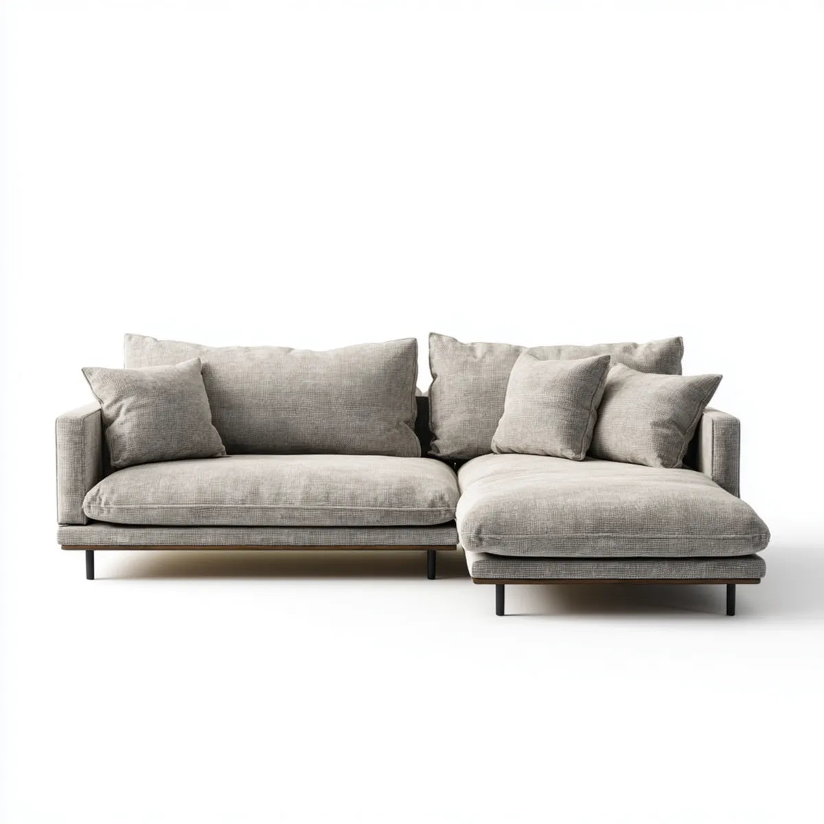 Sofa, Rożna sofa 3 miejsca szary 280 x 165 x 85 cm w poliestrze z siekierą longa prawo