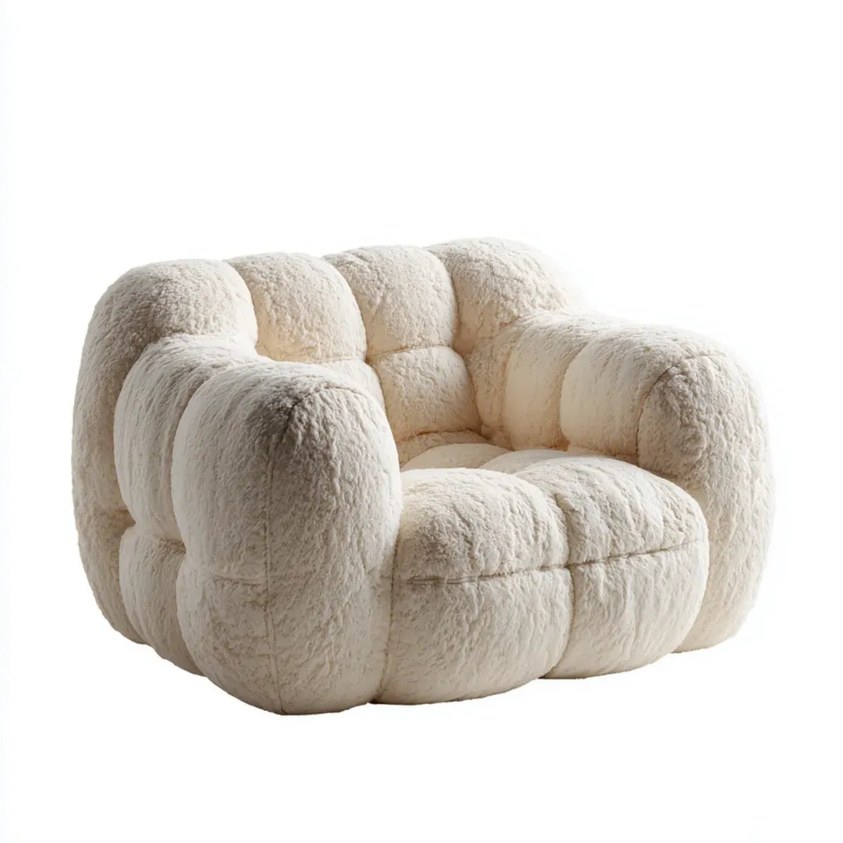 Fotel, Krem do fotela biały 110 x 95 x 78 cm poliester Teddyfleece okrągły