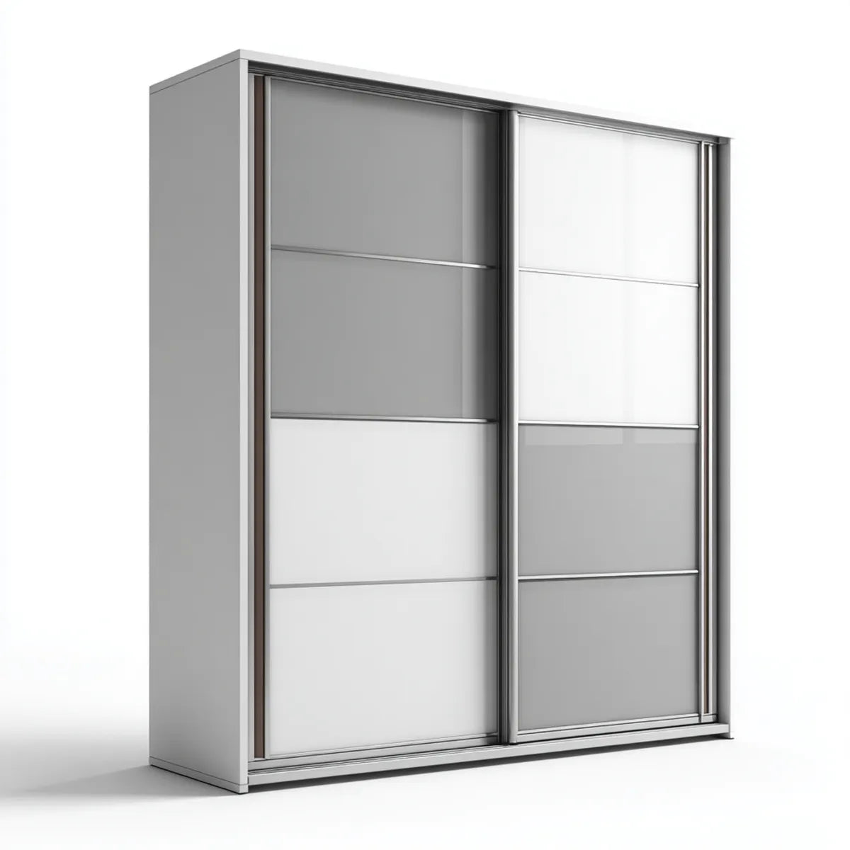 Szafa, Szara biały 200 x 60 x 220 cm płyty wiórowej z profilem aluminiowym prostokątnym