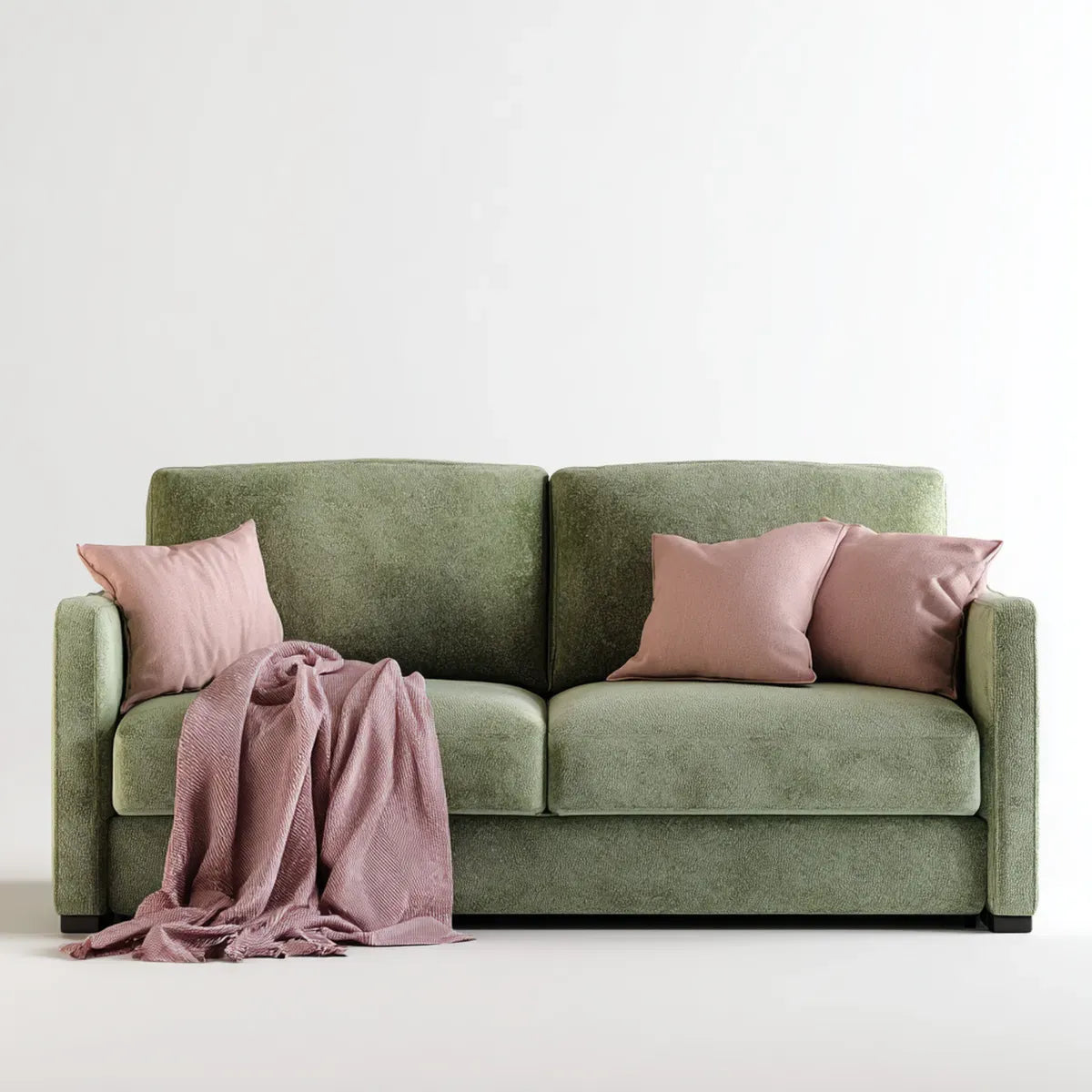 Sofa 2 zielone oliwki miejsca 160 x 88 x 85 cm w prostokątnym poliestrowym aksamicie