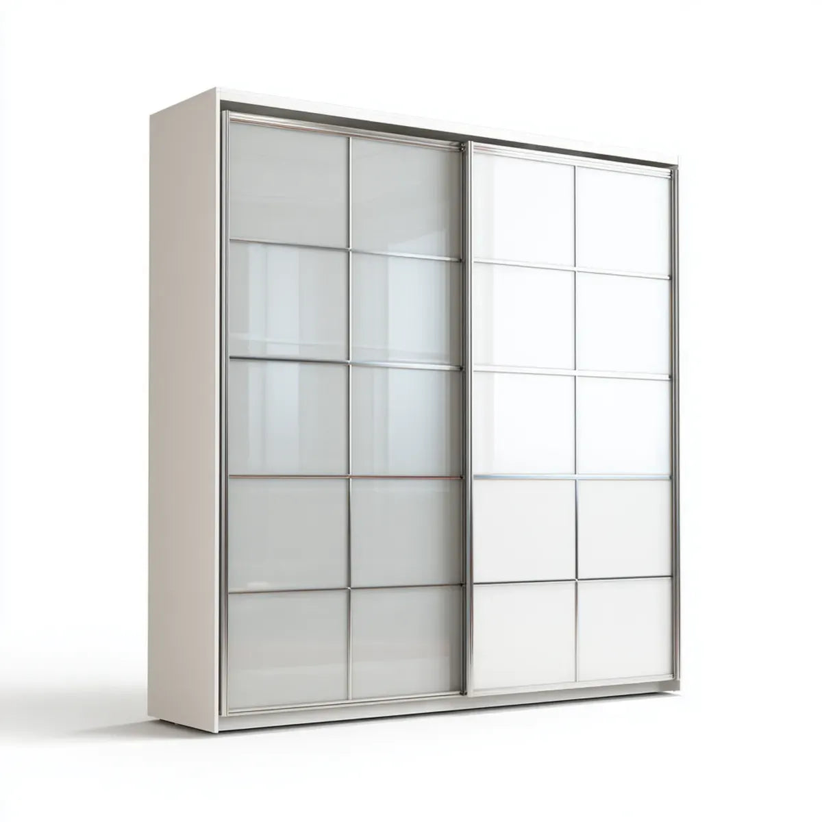 Szafa na drzwi pływające Biała szara z drzwiami szklanymi 200 x 60 x 220 cm prostokątna płyta wiórowa