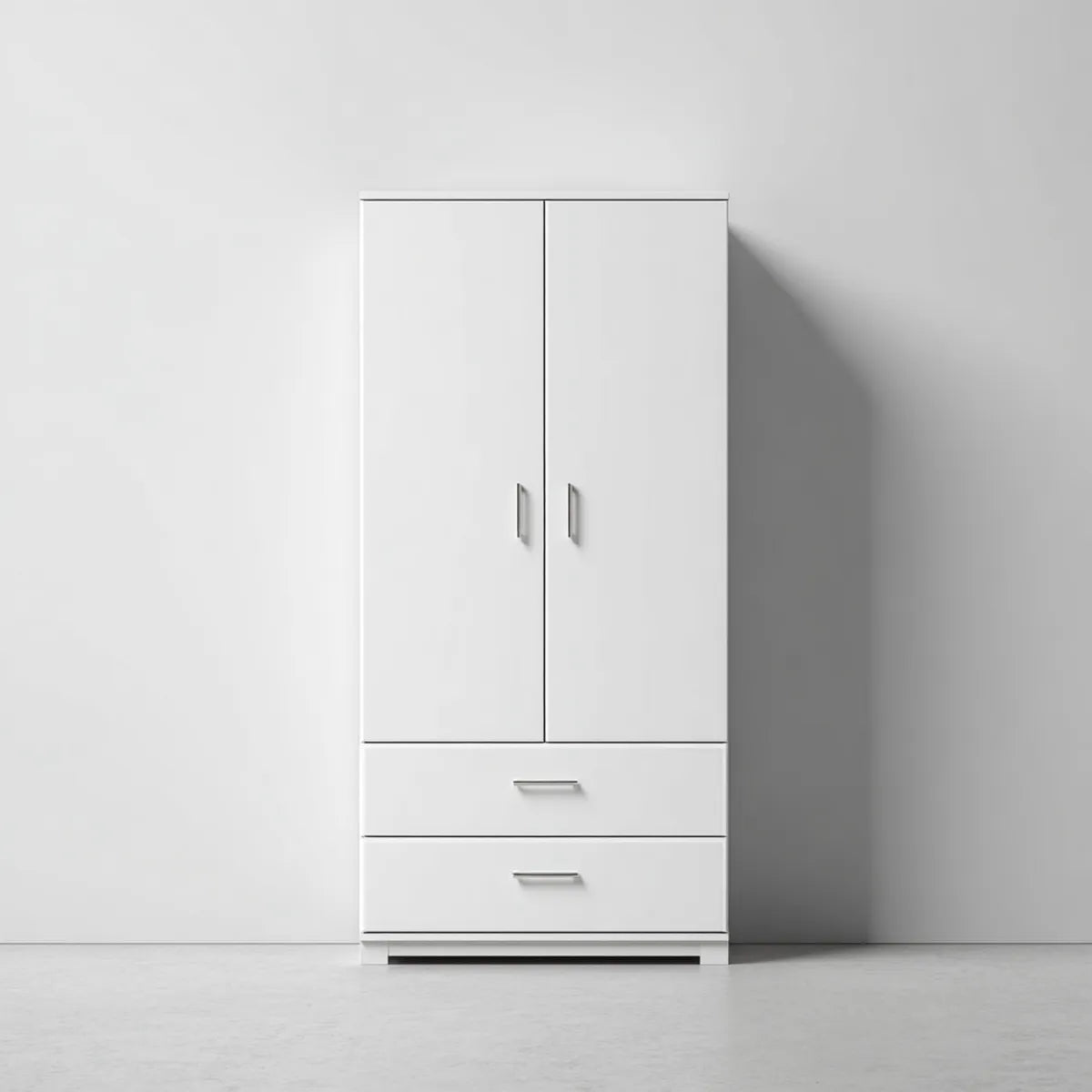Szafa 2-drzwi z 2 szufladami Białe 80 x 180 x 50 cm prostokątna płyta wiórowa