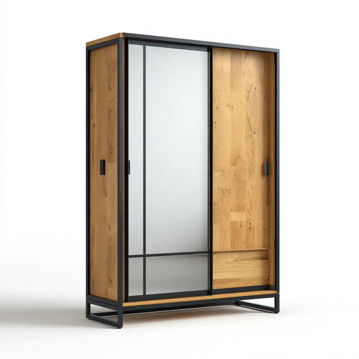 Szafa drzwi przesuwne 3drzwi Dąb naturalny naturalna Czarna 180 x 60 x 200 cm lite szkło prostokątne