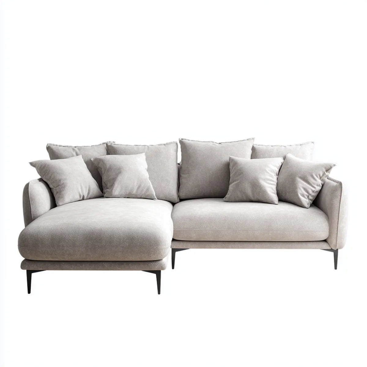 Sofa, Kanapa narożna 3 jasnoszare fotele 260 x 160 x 85 cm w poliestrze z lewym półwyspem