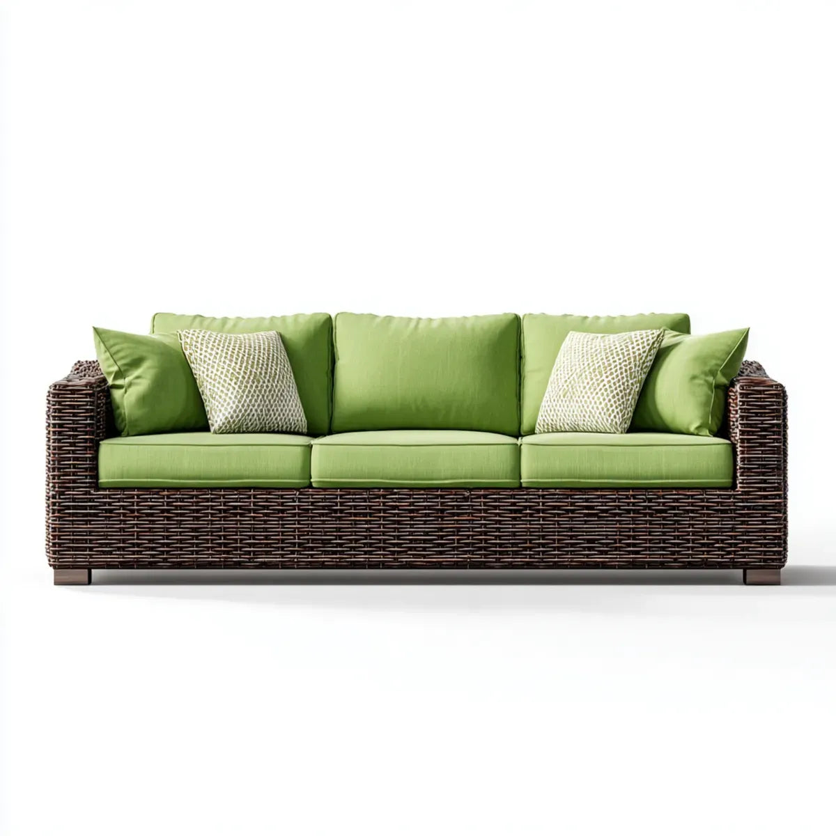 Sofa ogrodowa, 3-osobowy taras sofa Zielony ciemnobrązowy 210 x 85 x 78 cm z PE rattan braid prostokątna