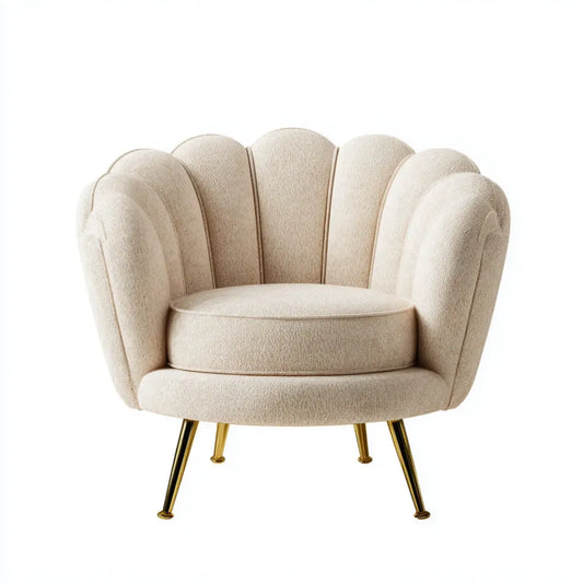 Fotel, Krem na krzesła koktajlowe 79 x 76 x 78 cm Polyester Boucle kształt skorupy