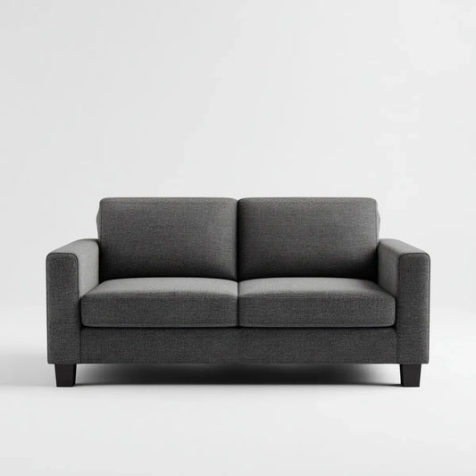sofa 2-osobowa ciemnoszara z tapicerką poliestrową 160 x 85 x 85 cm prostokątna