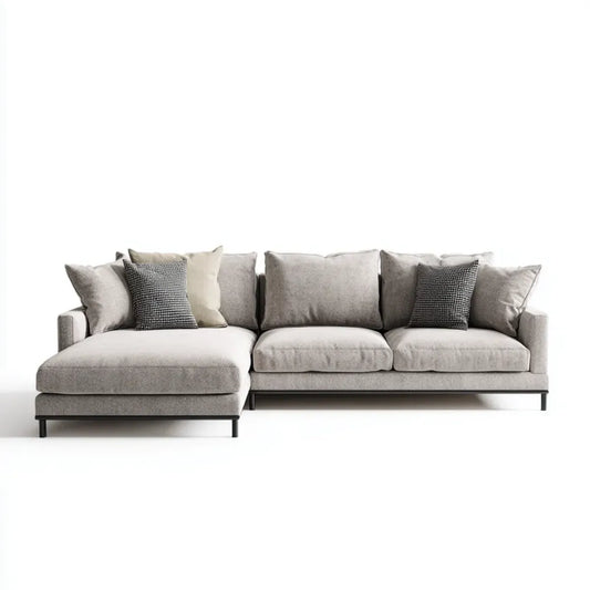 Sofa, Kanapa narożna z szarym szewcem z poliestru 280 x 160 x 85 cm