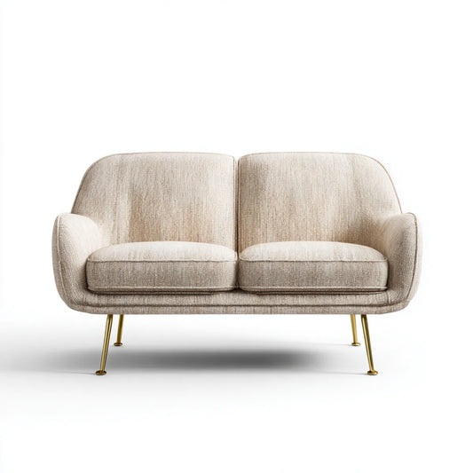 Sofa 2 beżowe fotele 150 x 82 x 82 cm w poliestrze ze stalowych nóg prostokątna kształt