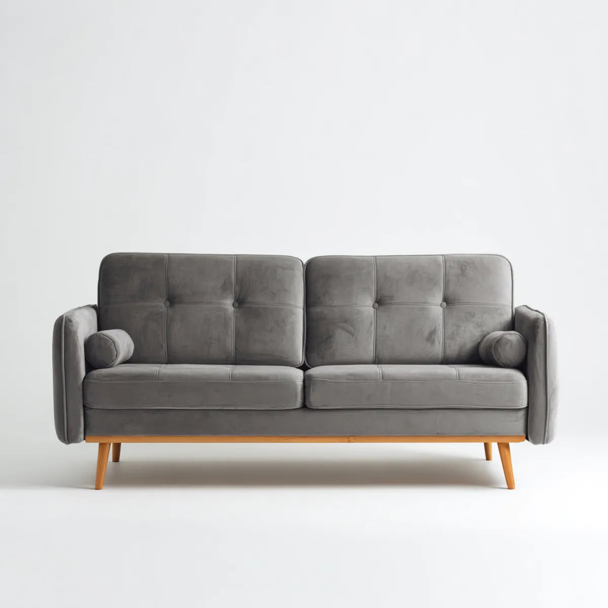 Sofa, Szara sofa w mikrofibrze z prostokątnego poliestru 180 x 80 x 85 cm