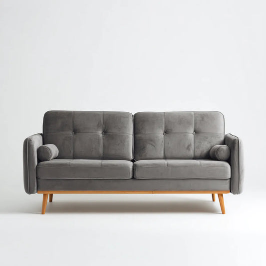 Sofa, Szara sofa w mikrofibrze z prostokątnego poliestru 180 x 80 x 85 cm