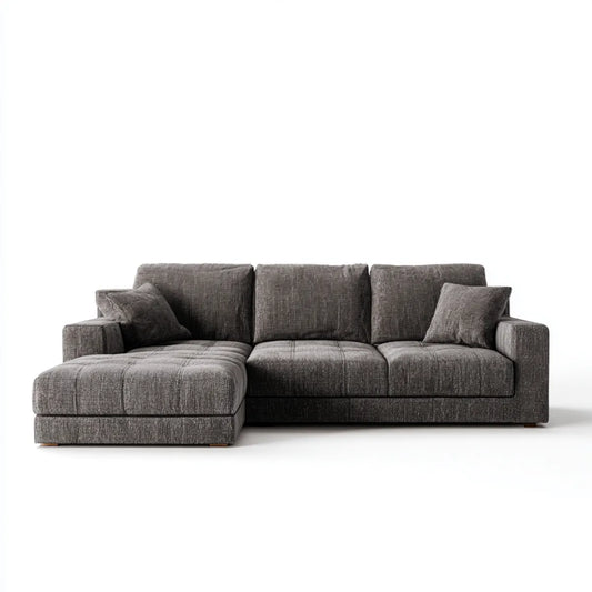 Sofa, Kanapa narożna 3 fotele z szezlongiem odwracalne szare antracyt sofa poliestrowa 260 x 160 x 85 cm