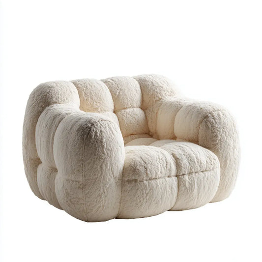 Fotel, Krem do fotela biały 110 x 95 x 78 cm poliester Teddyfleece okrągły