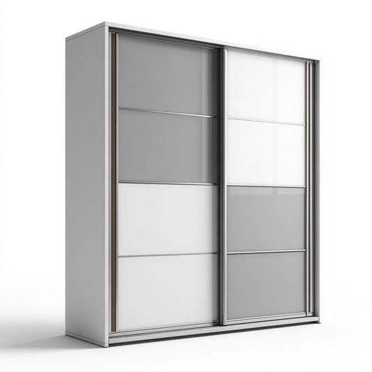 Szafa, Szara biały 200 x 60 x 220 cm płyty wiórowej z profilem aluminiowym prostokątnym