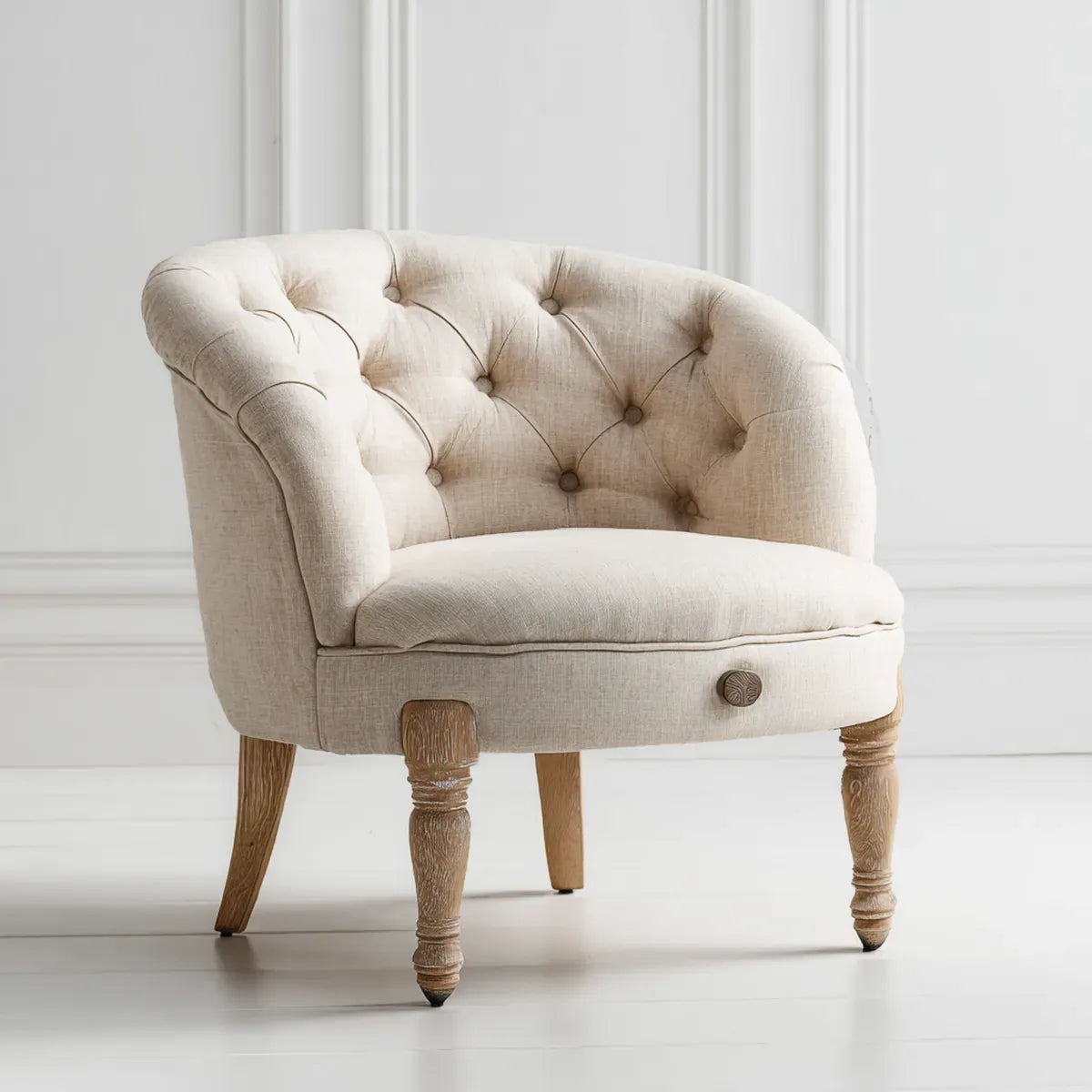 Fotel, Krem do krzesła w obudowie 78 x 82 x 78 cm poliestrowe drewno lite okrągłe