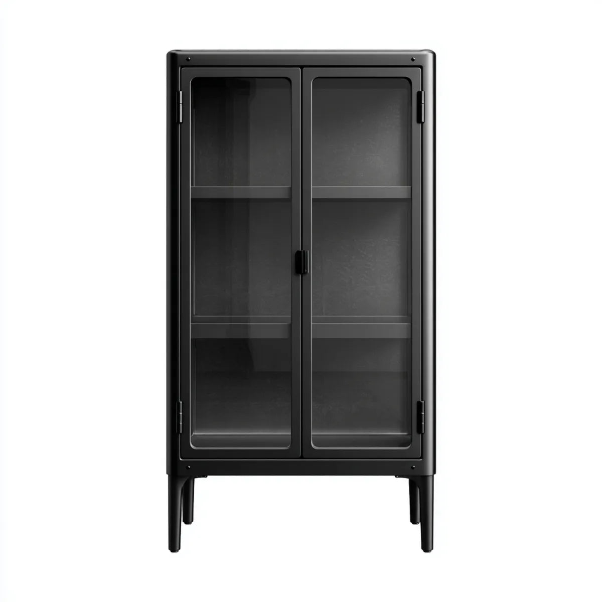 Regał na książki, Butelka Vitrine czarny 80 x 40 x 180 cm stal bezpieczne szkło prostokątne