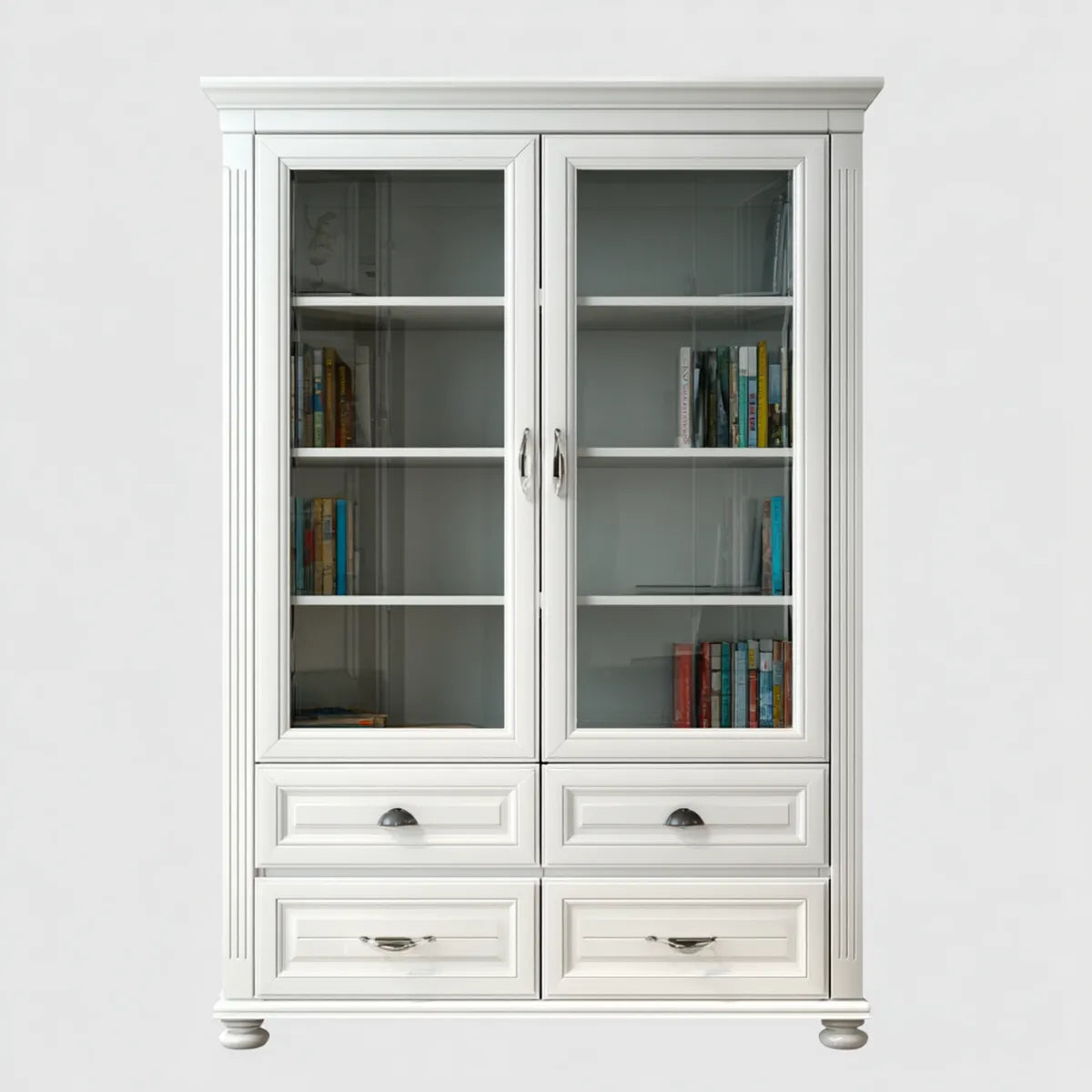 Regał na książki, Biała zakładka Vitrine 120 x 40 x 200 cm MDF Przezroczysty prostokątny