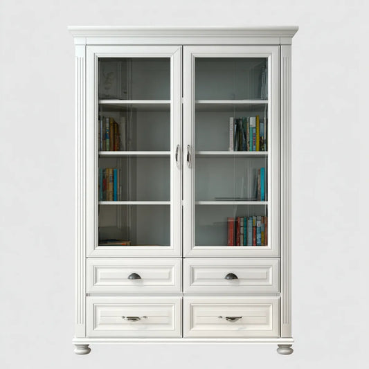 Regał na książki, Biała zakładka Vitrine 120 x 40 x 200 cm MDF Przezroczysty prostokątny
