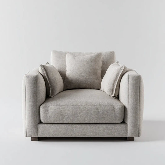 Fotel, Jasnoszare fotel 110 x 95 x 85 cm z tapicerką poliestrową prostokątną