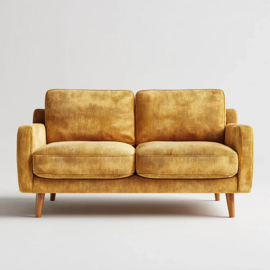 sofa 2-osobowa musztarda żółty 160 x 85 x 90 cm poliestrowy sznur prostokątna