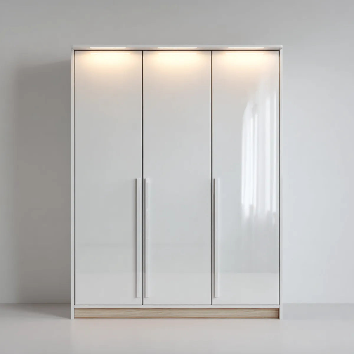 Szafa 3-drzwiowa Biała połysk o wysokim połysku 150 x 60 x 200 cm prostokątnej płyty wiórowej