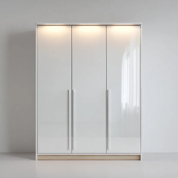 Szafa 3-drzwiowa Biała połysk o wysokim połysku 150 x 60 x 200 cm prostokątnej płyty wiórowej