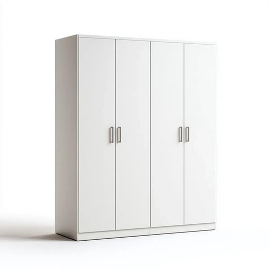 Szafa Biała 4- drzwi 200 x 60 x 200 cm prostokątna płyta wiórowa