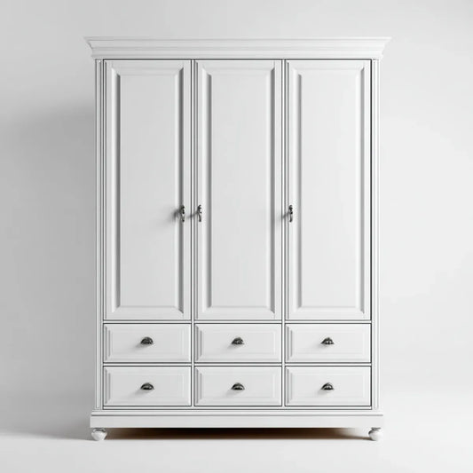 Szafa, Koszulka na drzwi uchylne Białe z 3 drzwiami 6 szufladami z MDF prostokątne 180 x 60 x 220 cm