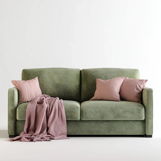 Sofa 2 zielone oliwki miejsca 160 x 88 x 85 cm w prostokątnym poliestrowym aksamicie