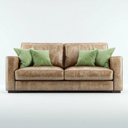 Sofa 3 brązowe siedzenia ze skóry syntetycznej prostokątnej PU 230 x 95 x 88 cm