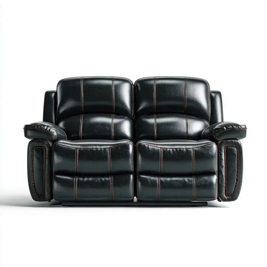Sofa, Oprawa rozkładana 2 fotele czarne 170 x 95 x 102 cm w prostokątnym poliuretanowym