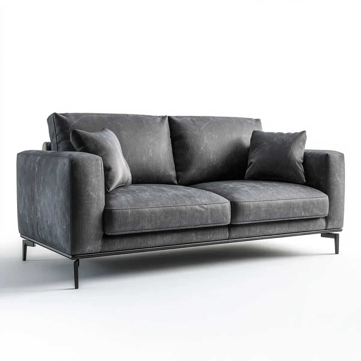 Sofa 2 miejsca szary antracyt 180 x 90 x 85 cm syntetyczne PU prostokątne skóry