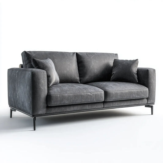 Sofa 2 miejsca szary antracyt 180 x 90 x 85 cm syntetyczne PU prostokątne skóry