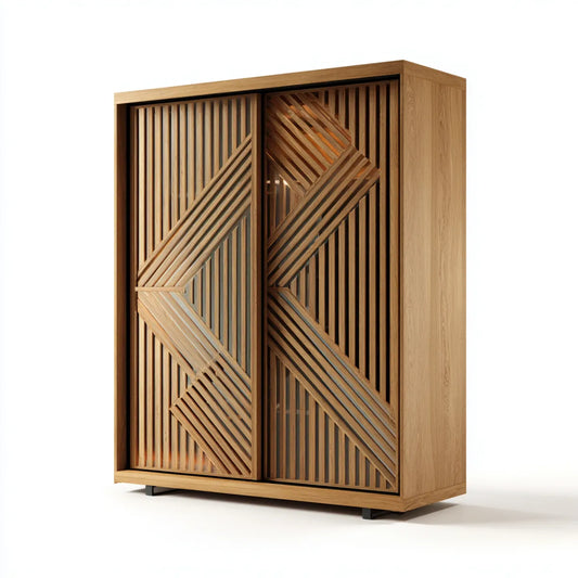 Szafa z 2 drzwiami przesuwnymi Dąb naturalny kolory 120 x 60 x 200 cm MDF z dębowym fornirem prostokątnym