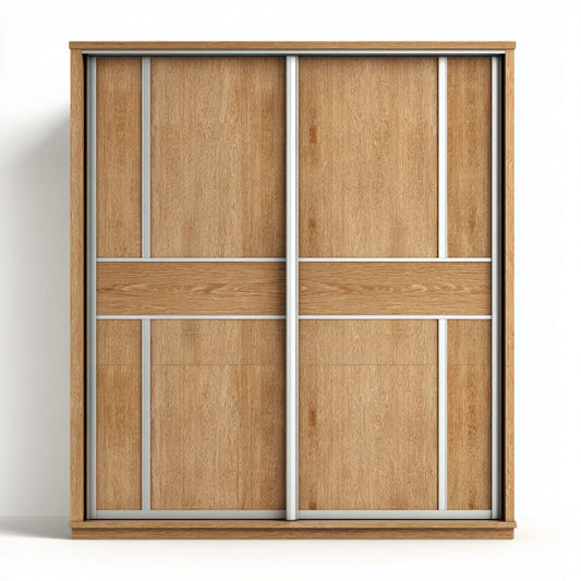 Szafa, Obudowa drzwi pływających Dąb naturalny optyka z profilami aluminiowymi prostokątnymi 200 x 60 x 220 cm