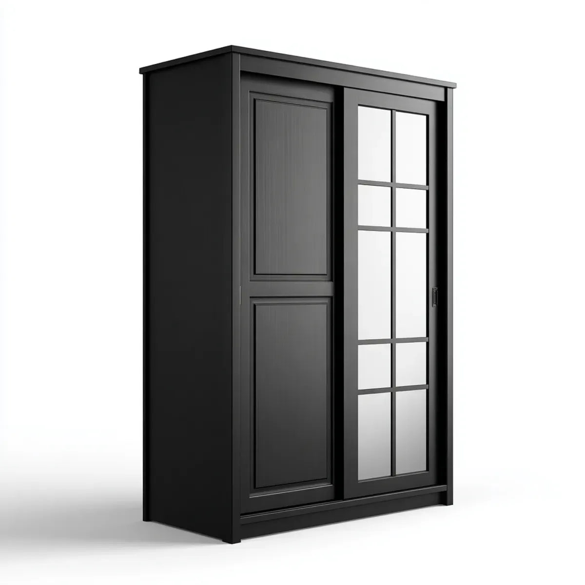 Szafa, Szafka na drzwi pływające czarny 120 x 60 x 200 cm od MDF z drzwiami przesuwnymi lustrzanymi
