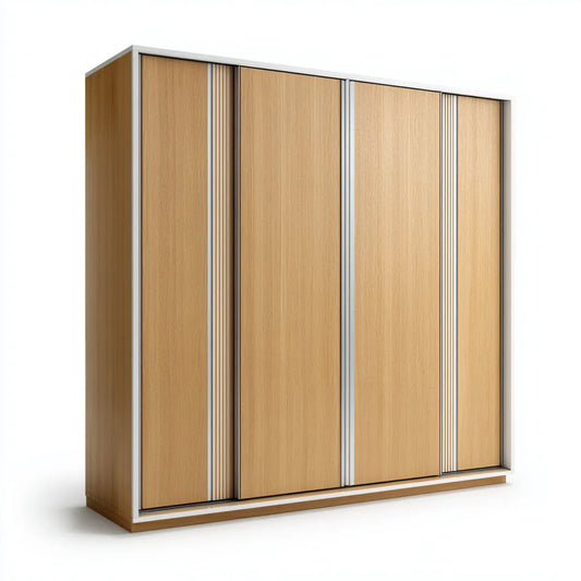 Szafa, Pływająca szafa drzwi Dąb naturalny kolory 250 x 60 x 220 cm prostokątnej płyty z 3 drzwi przesuwnych