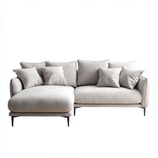Sofa, Kanapa narożna 3 jasnoszare fotele 260 x 160 x 85 cm w poliestrze z lewym półwyspem