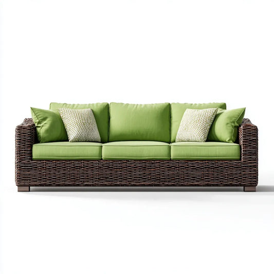 Sofa ogrodowa, 3-osobowy taras sofa Zielony ciemnobrązowy 210 x 85 x 78 cm z PE rattan braid prostokątna